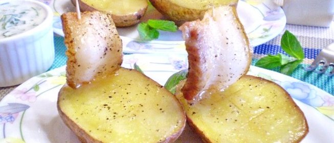 Картошка с салом в духовке Кораблики