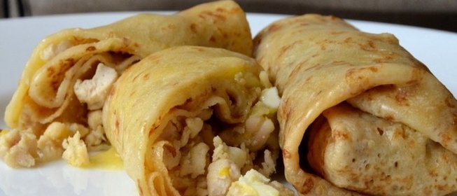 Блинчики с фаршем и яйцом