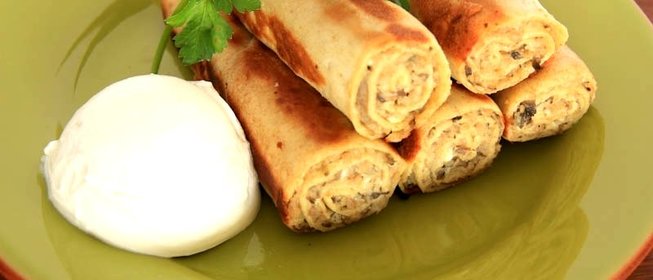 Блинчики с мясом и грибами