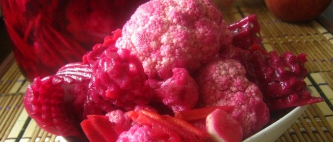 Быстро маринованная цветная капуста Розовые облака