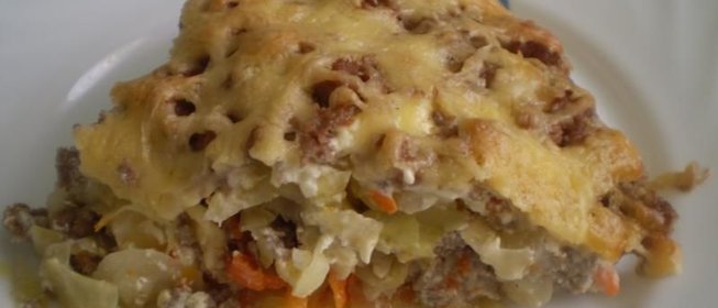 Запеканка с фаршем и капустой