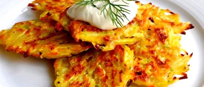 Картофельные оладьи лорики с грибами и яйцом