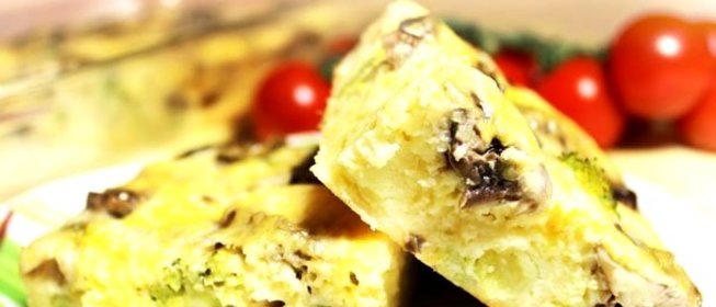 Запеканка с грибами и брокколи