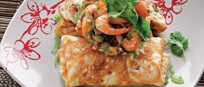 Тайский омлет с креветками