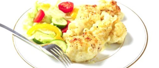 Жареная цветная капуста в сырном соусе