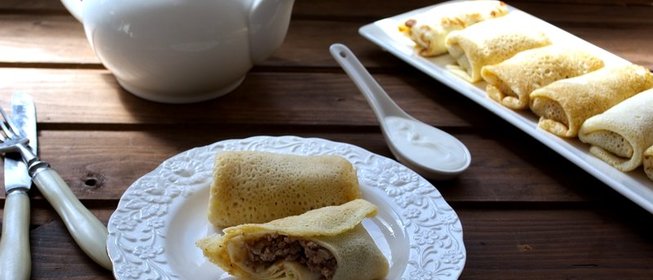 Фаршированные блины с мясом