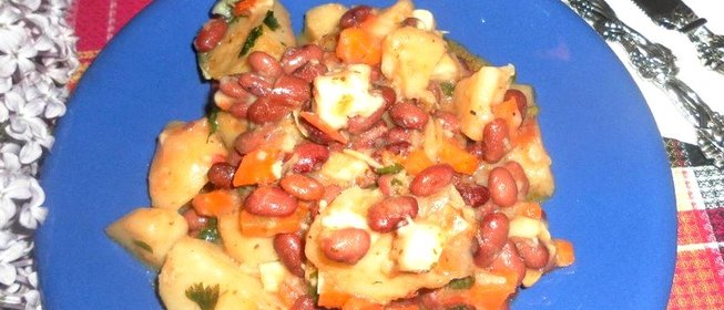 Овощное рагу с копченым сыром