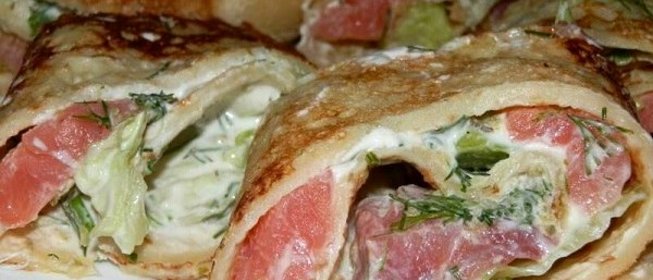 Блинные роллы с семгой