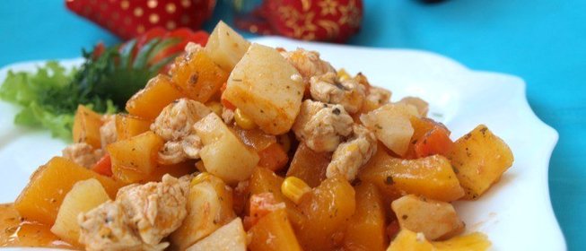 Рагу из тыквы и куриного филе