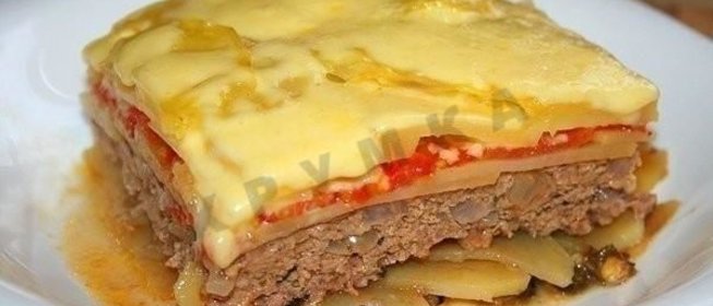 Овощная запеканка с фаршем