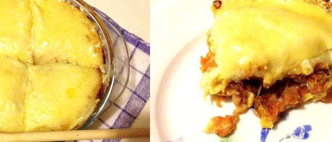 Запеканка из картофеля с рыбой и овощами