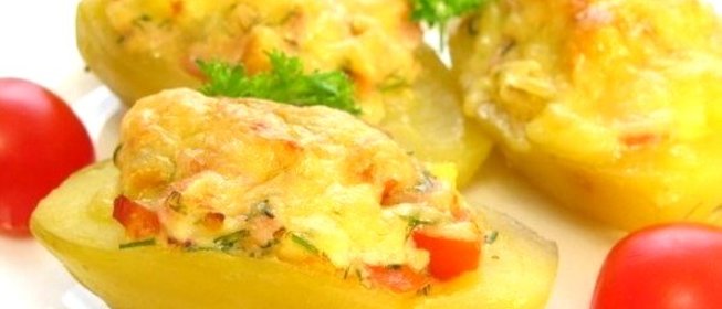 Фаршированный картофель c копченым мясом