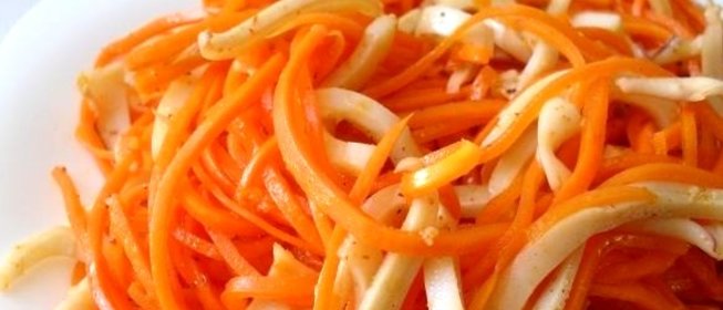 Салат с кальмарами и морковью