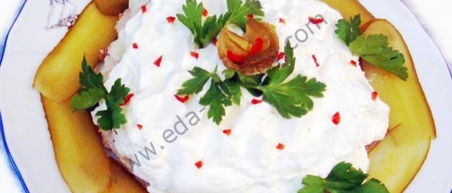 Закуска из свинины под сливочным соусом