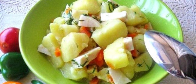 Картофель в сметане с ветчиной