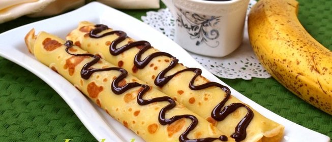 Блинчики фаршированные бананом
