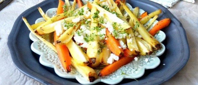 Овощи, запеченные с медом и сыром фета