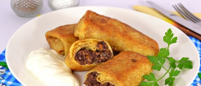 Блинчики со свиным сердцем и легкими