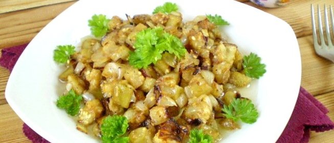 Баклажаны кубиками жареные