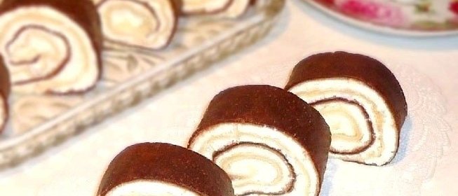 Блинные рулетики с творожно - кокосовой начинкой