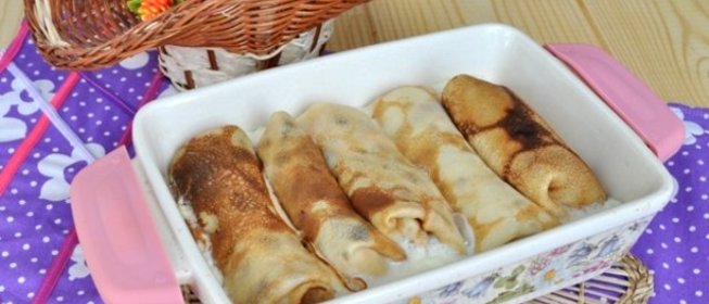Блинчики с мясом в духовке
