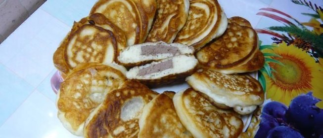 Оладьи на простокваше с начинкой