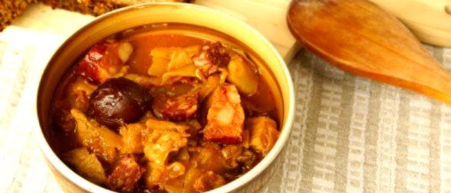 Грибной суп с шукрутом и ветчиной