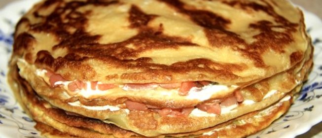 Блинный торт с семгой