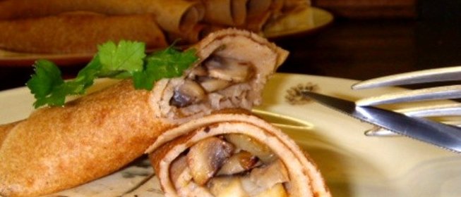 Блины, фаршированные грибами