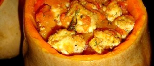 Тыква фаршированная куриным филе