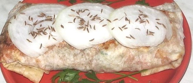 Конверт с грибами и ветчиной