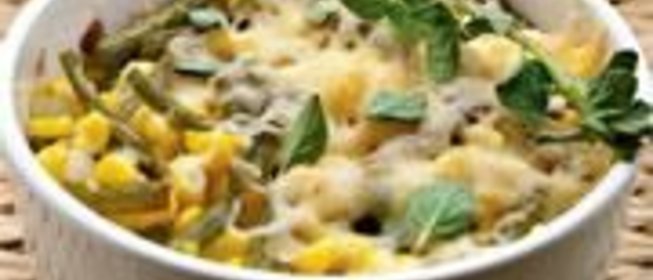 Рагу из кукурузы с зеленой фасолью и орегано