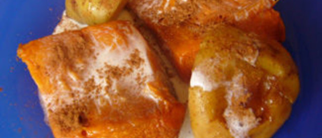 Тыква и яблоки в сливочном соусе