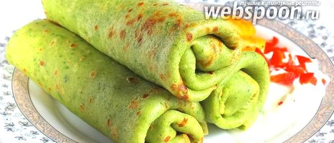 Блинчики из шпината с мясной начинкой
