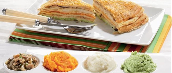 Блинный торт с грибами и овощами