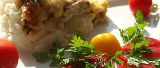 Рисовая запеканка с рыбой