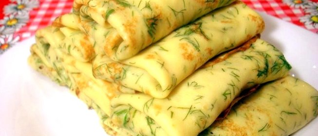 Укропные блины с двойной начинкой