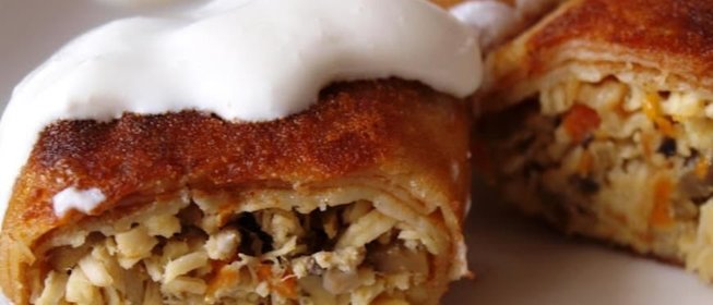 Блинчики с курицей и грибами