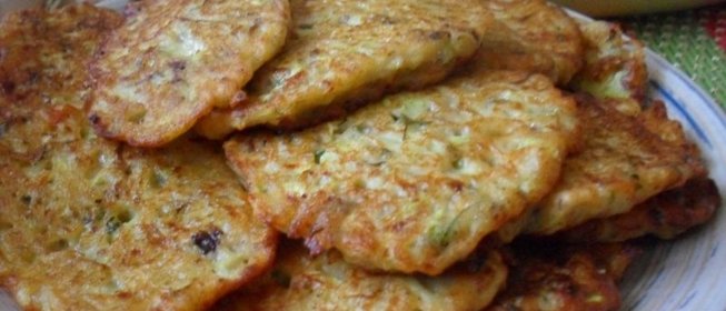 Кабачковые оладьи с шампиньонами