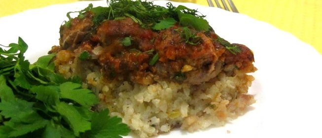 Запеканка из риса с мясными шариками
