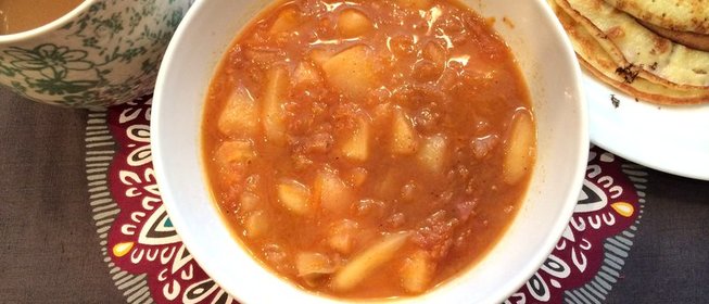 Быстрый соус из персиков к блинам