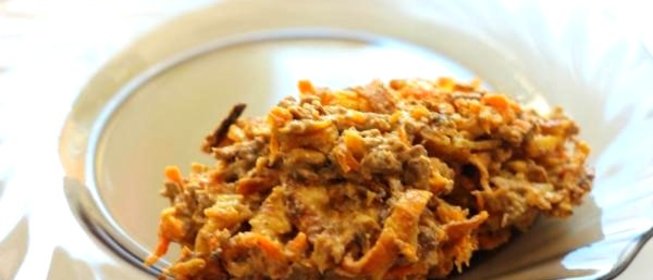 Салат из печени и блинчиков