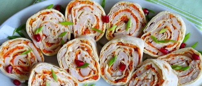 Лаваш с курицей и морковью