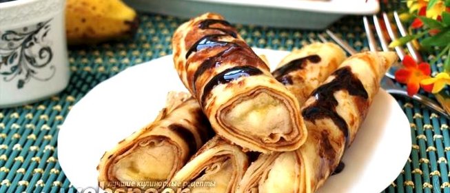 Тонкие блинчики фаршированные бананами