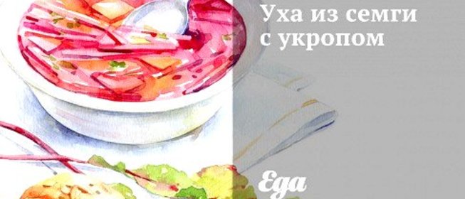 Уха из семги с укропом