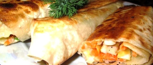 Трубочки из лаваша с начинкой