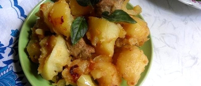 Картофель с болгарским перцем мясом и базиликом