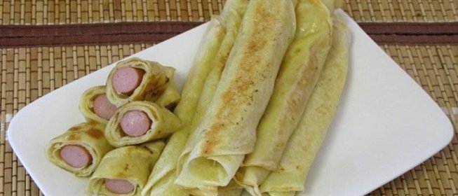 Блины с сосиской