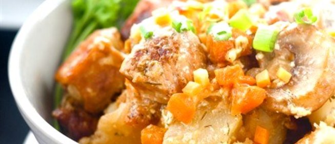 Жареный картофель с мясом по‑корейски