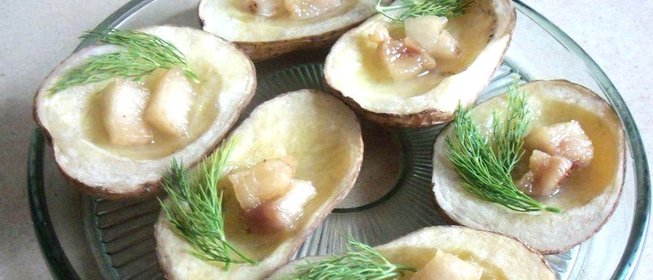 Печеная картошка с салом